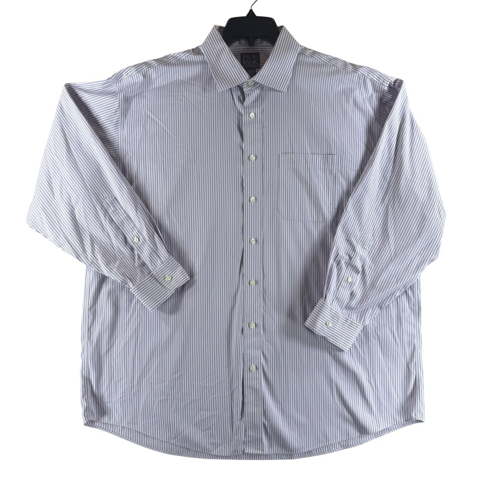 Jos. A. Bank 17.5-34 Traveler's Collection Button Down Striped Purple White - Picture 1 of 6